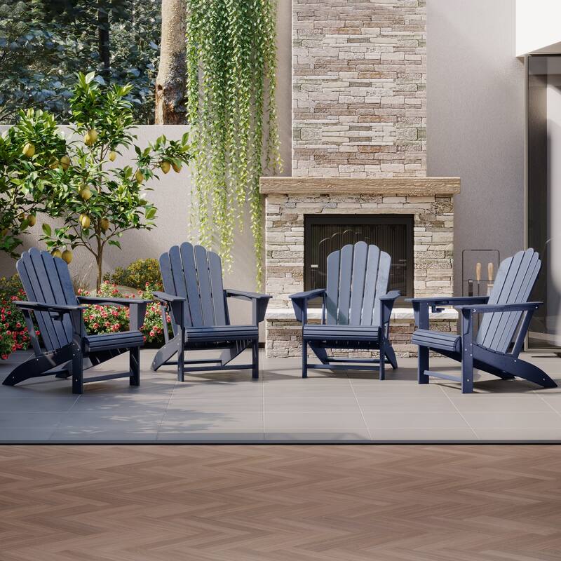 Aderson Outdoor Poly Adirondack Chairs with Cupholders (Set of 4)