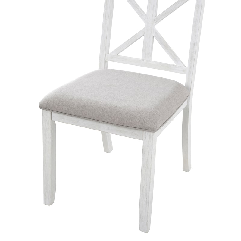 5-Piece Dining Table Set, Extendable Round Table and 4 Upholstered Chairs