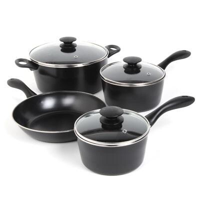 Gibson 91502.07 Sunbeam Armington 7-Piece Cookware Set, Black