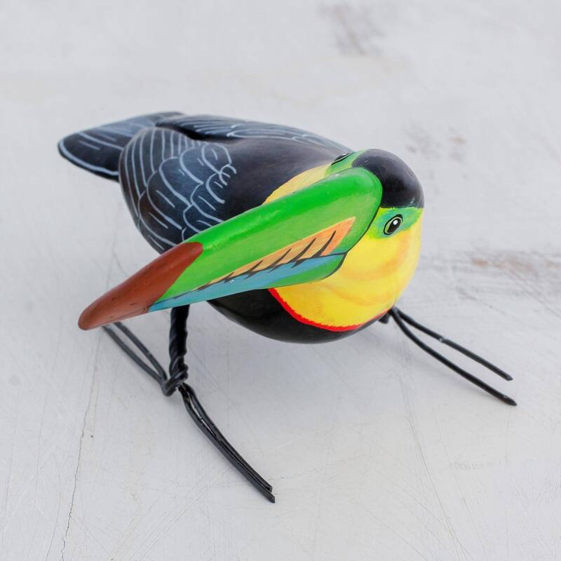 NOVICA Handmade Keel-Billed Toucan Ceramic Figurine (Guatemala) - 5.5 " L x 3.1" W x 2.4 " D