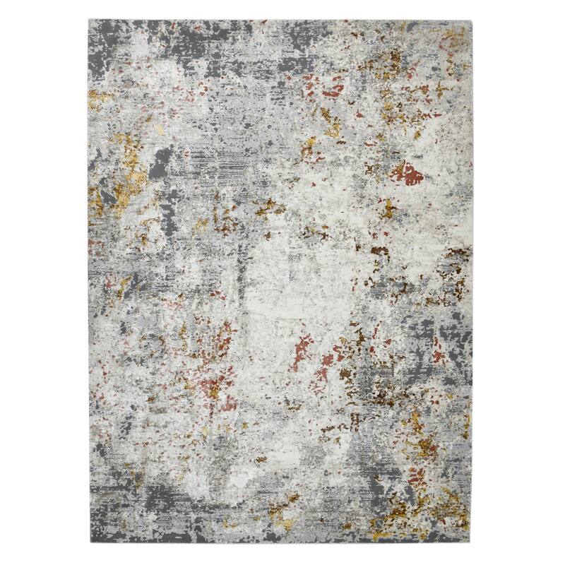 Sylvia Gracielle Ivory/Gray Polyester Blend Performance Area Rug