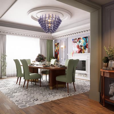 Merola Tile Vaudeville Octagon Deco Sombra with Taco Oliva 7-7/8" x 7-7/8" Porcelain Floor and Wall Tile