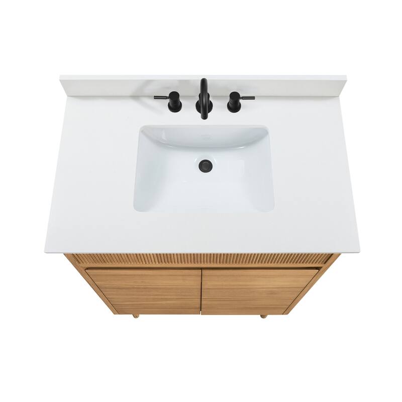 Avanity Kayla Bathroom Vanity in Natural Teak with White Engineered Stone Top