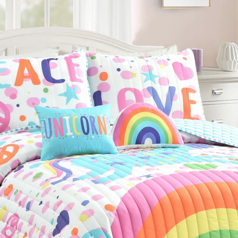 Lush Decor Unicorn Rainbow Quilt Set