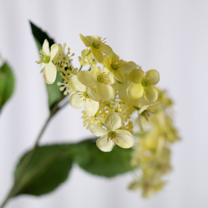Yellow Silk Decorative Artificial Hydrangea(Pack of 1 Branch)