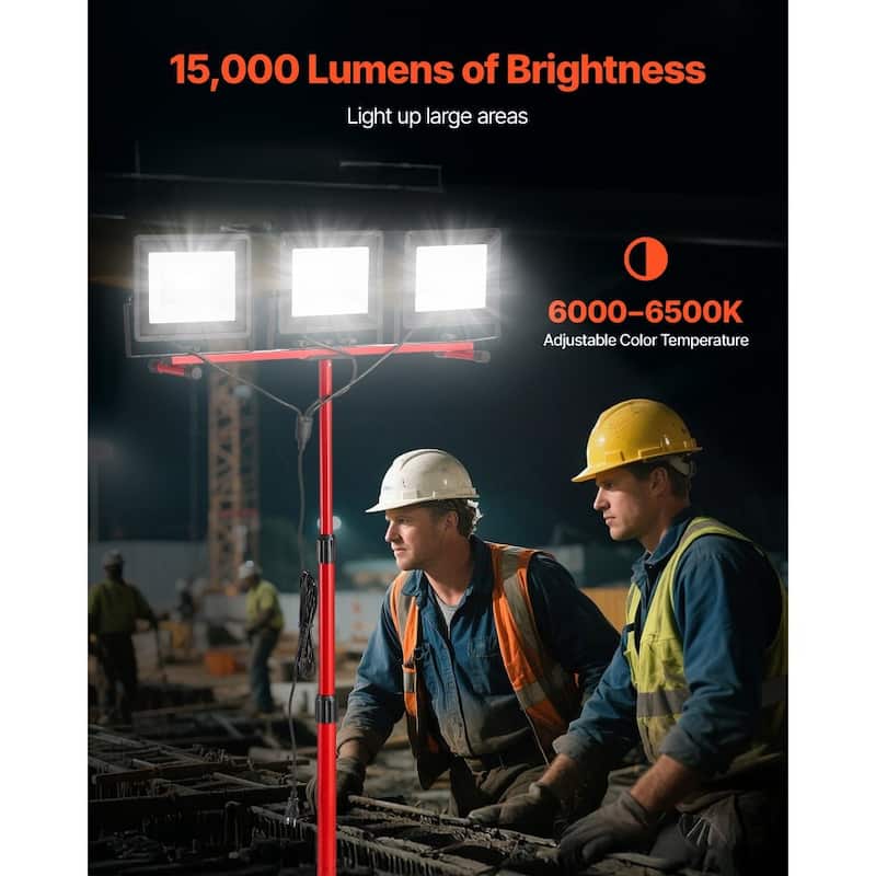 Red-Black LED Work Light 150W 15000 Lumens with Tripod Stand - 8.66 x 1.18 x 7.28 in