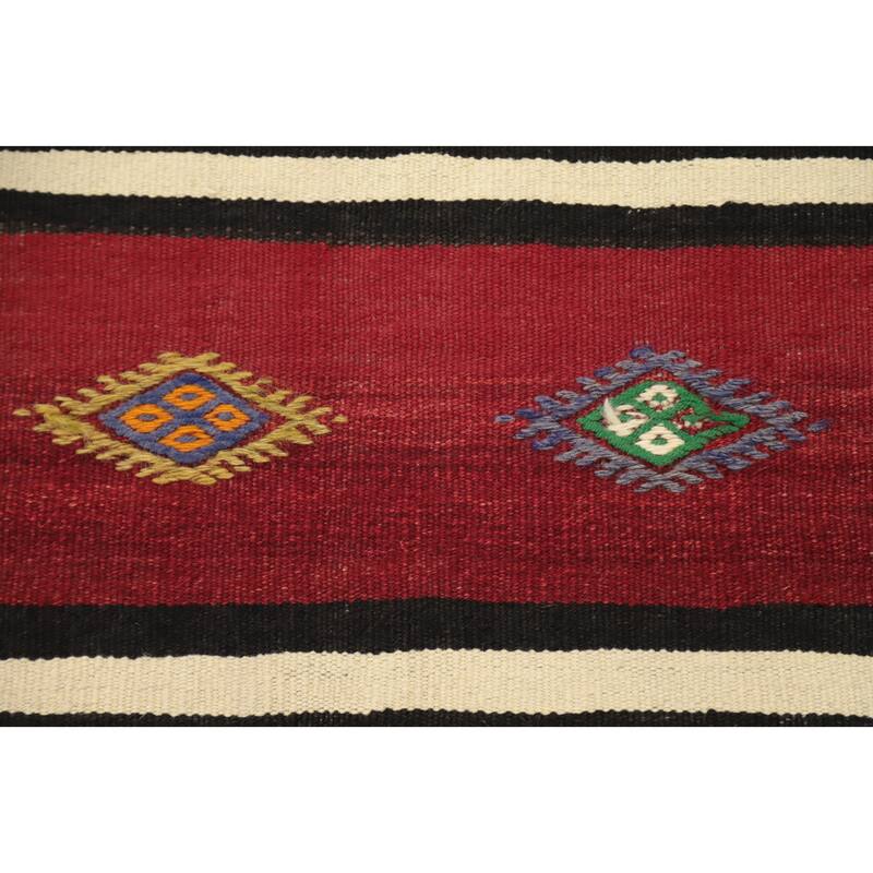 Hand Woven Oriental 100% Wool Carpet Southwestern Tribal Red Kilim Area Rug - 10' 8'' X 5' 11''