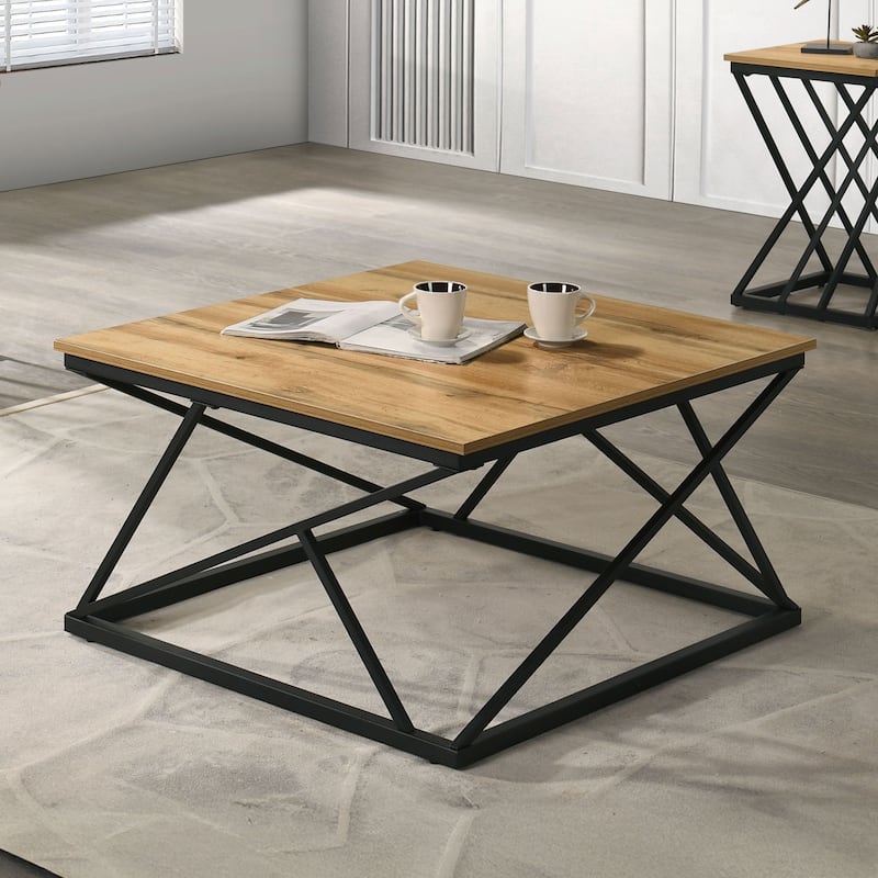 Furniture of America Briva Modern 3-Piece Wood Square Coffee Table Set