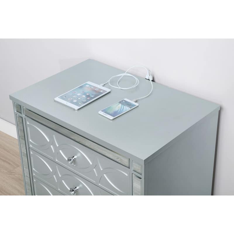 Gunnison 2-drawer Nightstand Silver Metallic