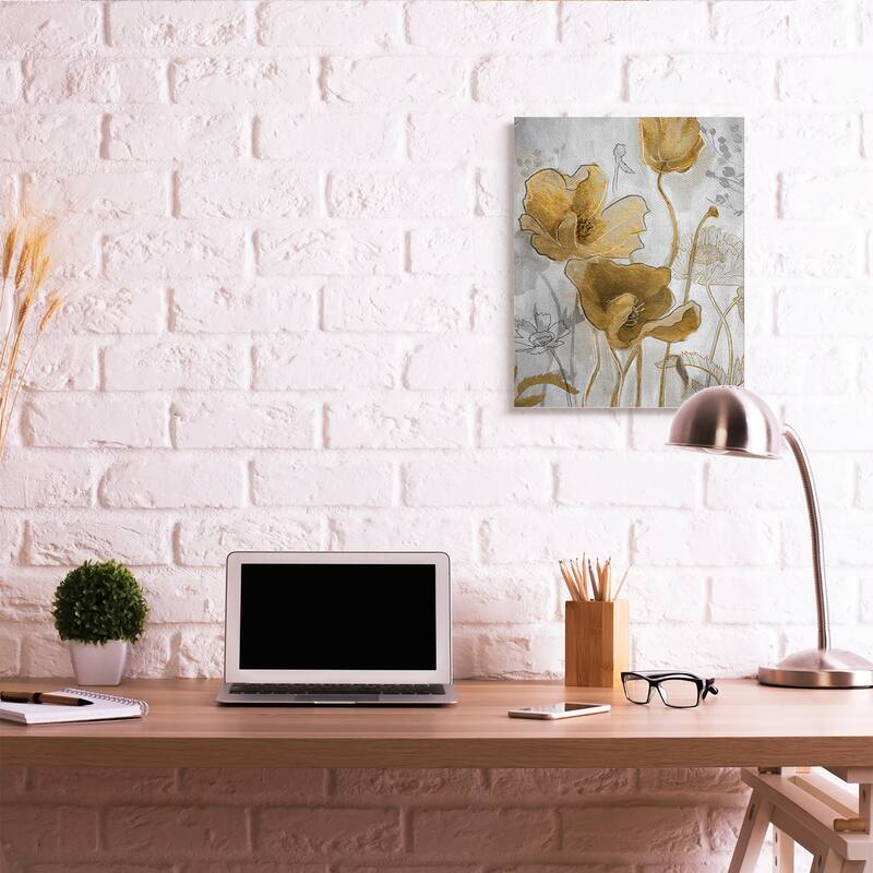 Stupell Golden Poppy Field Abstract Floral Illustration Canvas Wall Art