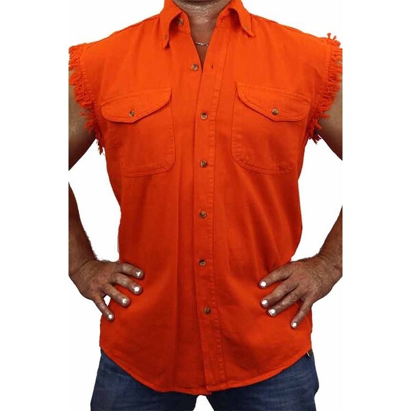 men's sleeveless button up shirts