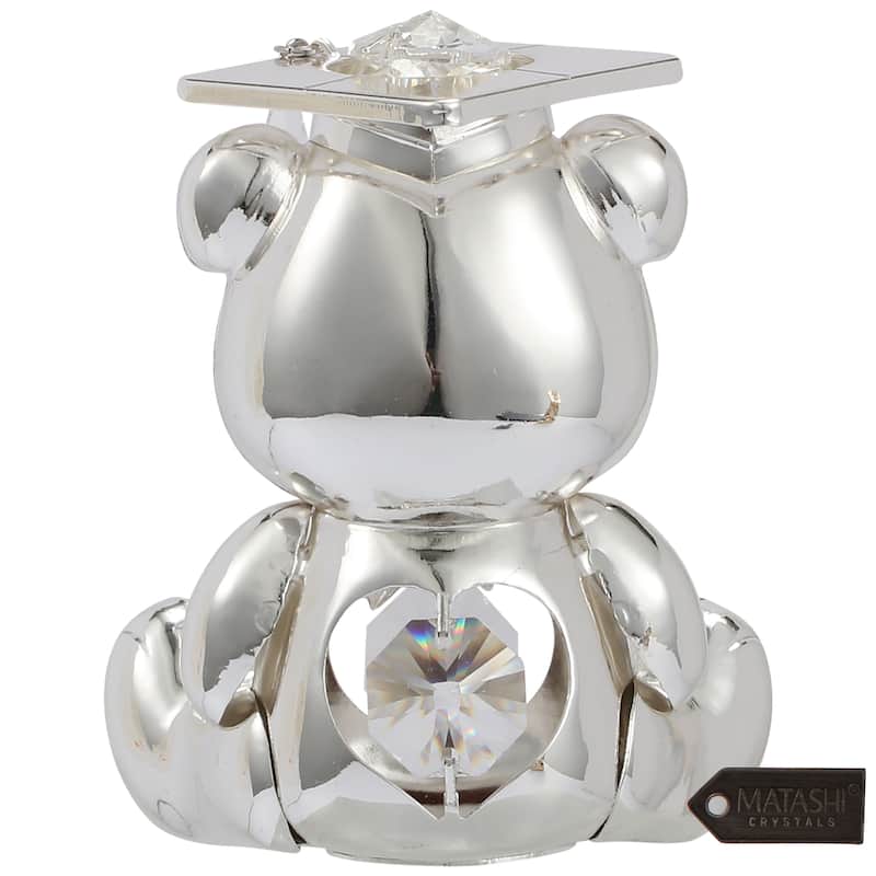 Matashi Silver Plated Graduation Bear with Matashi Crystals