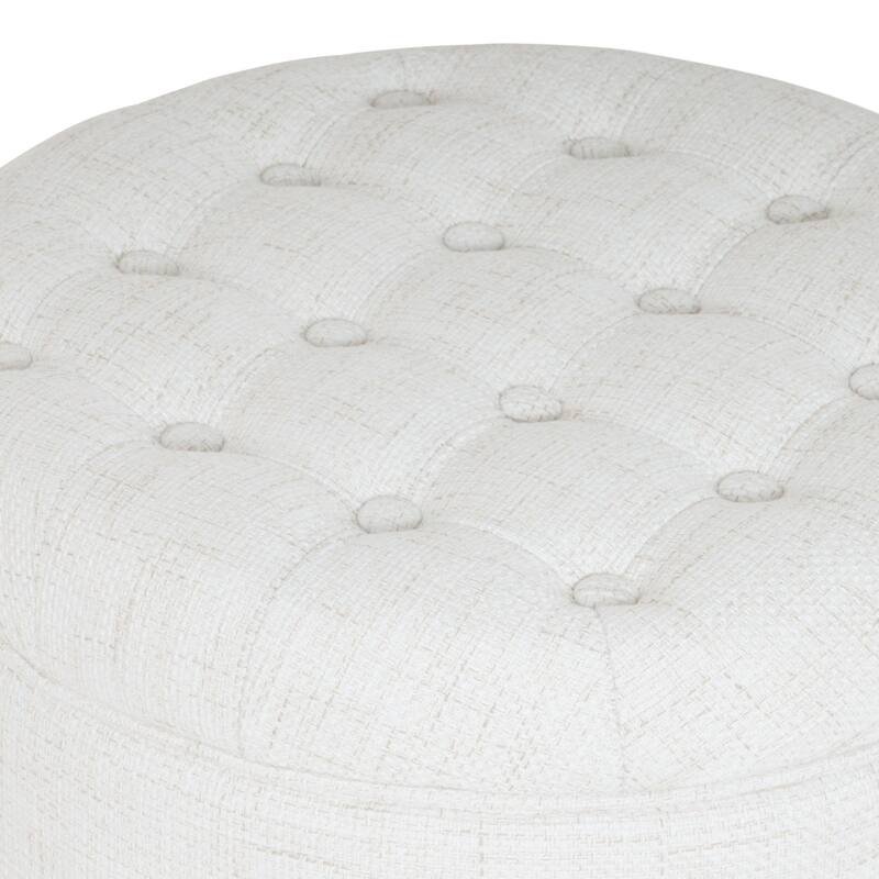 Carson Carrington Hare Button-tufted Round Storage Ottoman