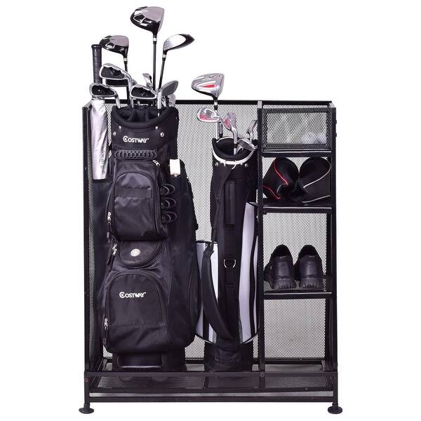 Shop Goplus Dual Golf Organizer Storage Rack Fit 1 2 Golf Bags