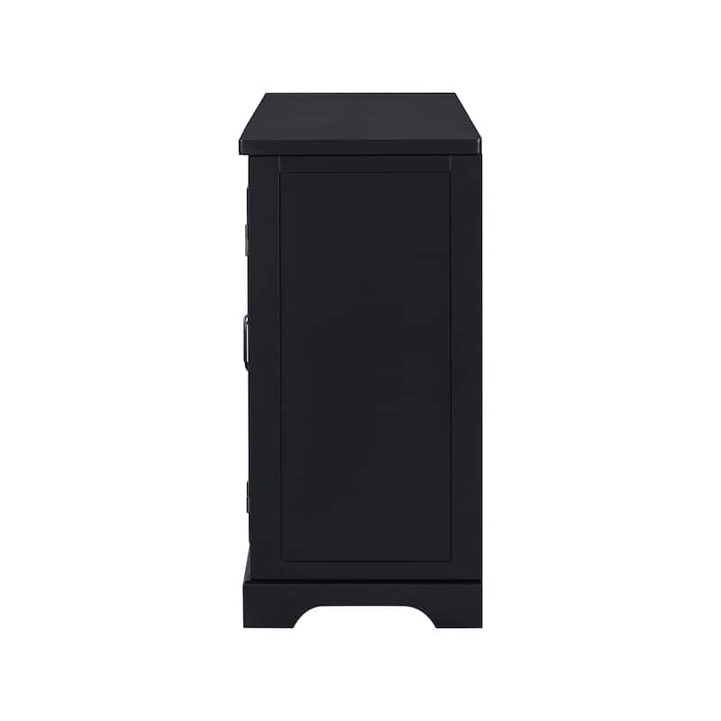 Coffee Bar Cabinets Wooden Sideboard with 4 Pinewood Doors and Legs, Storage Cabinet Kitchen Cabinet with 4 Metal Handles