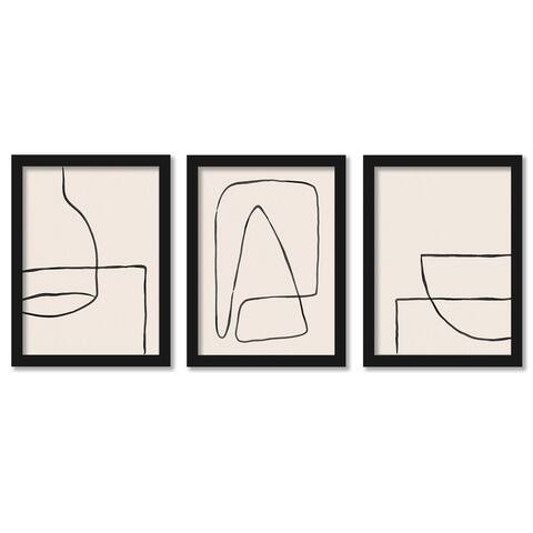 Connected Line Art Roseanne Kenny Abstract 2 - 3 Piece Framed Gallery Art Set