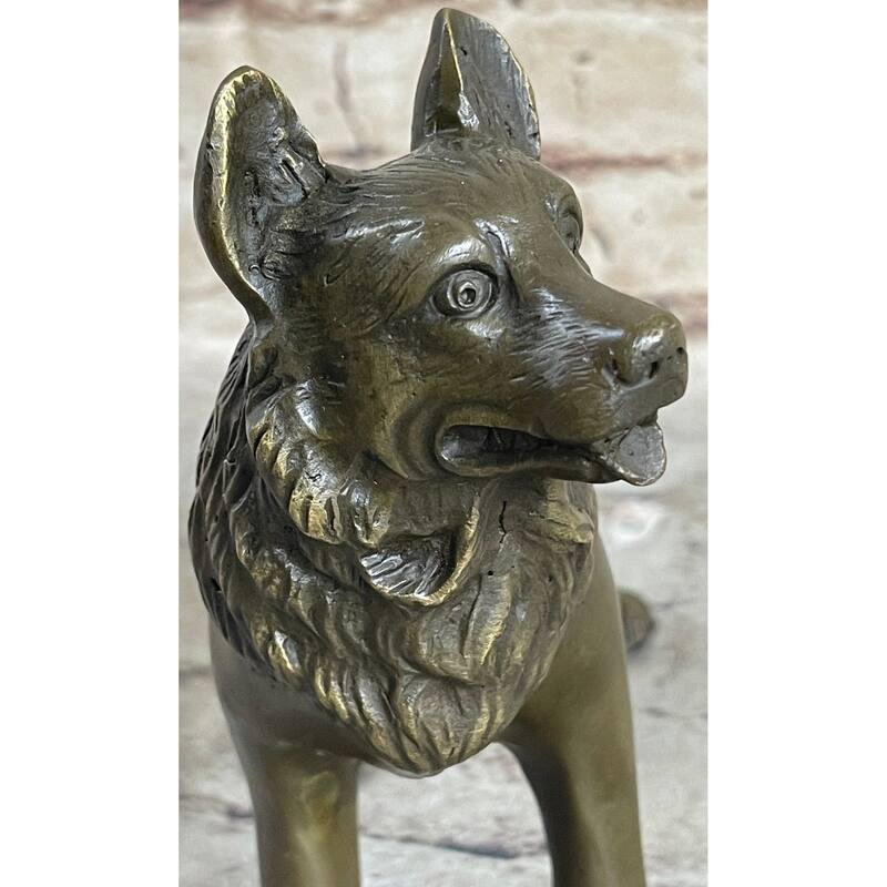 German Shepherd Puppy Imitative Dog Bronze Figurine Figure Sculpture Collectible 6 Inches X 9 Inches