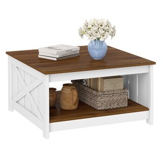 Gymax 31'' Wooden Square Coffee Table w/Storage Shelf Open Compartment ...