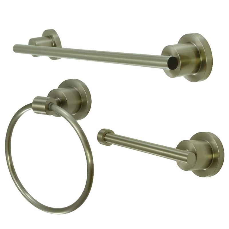 Kingston Brass Concord Bathroom Hardware Set - Includes 18" Towel Bar, - Brushed Nickel