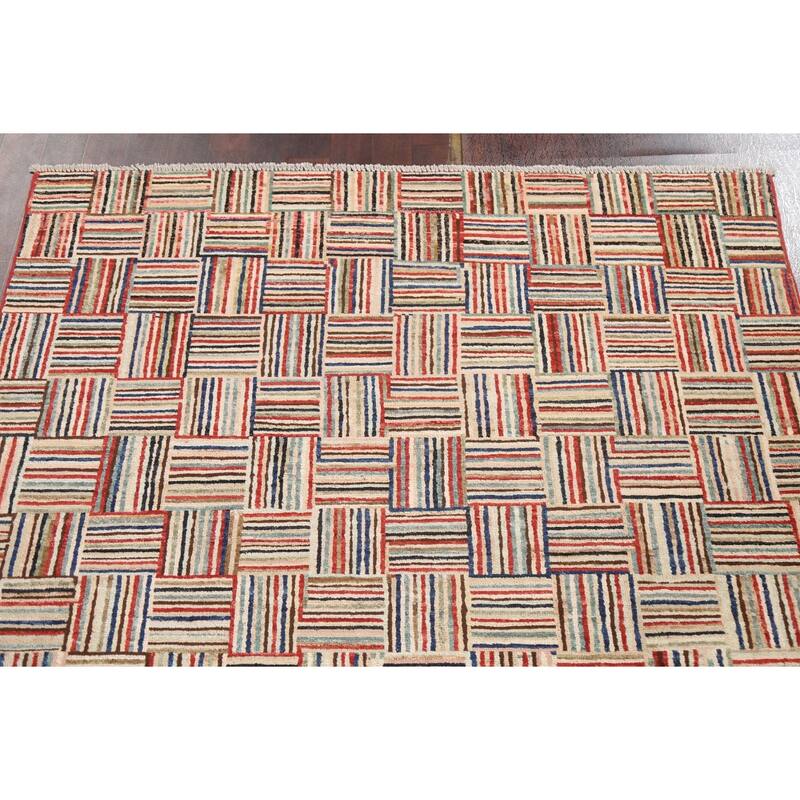 Gabbeh Kashkoli Area Rug Wool Hand-knotted Contemporary Foyer Carpet - 4'7" x 6'3"