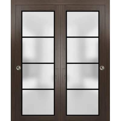 Bypass Doors 36 x 80 Planum 2132 Chocolate Ash Sturdy Rails