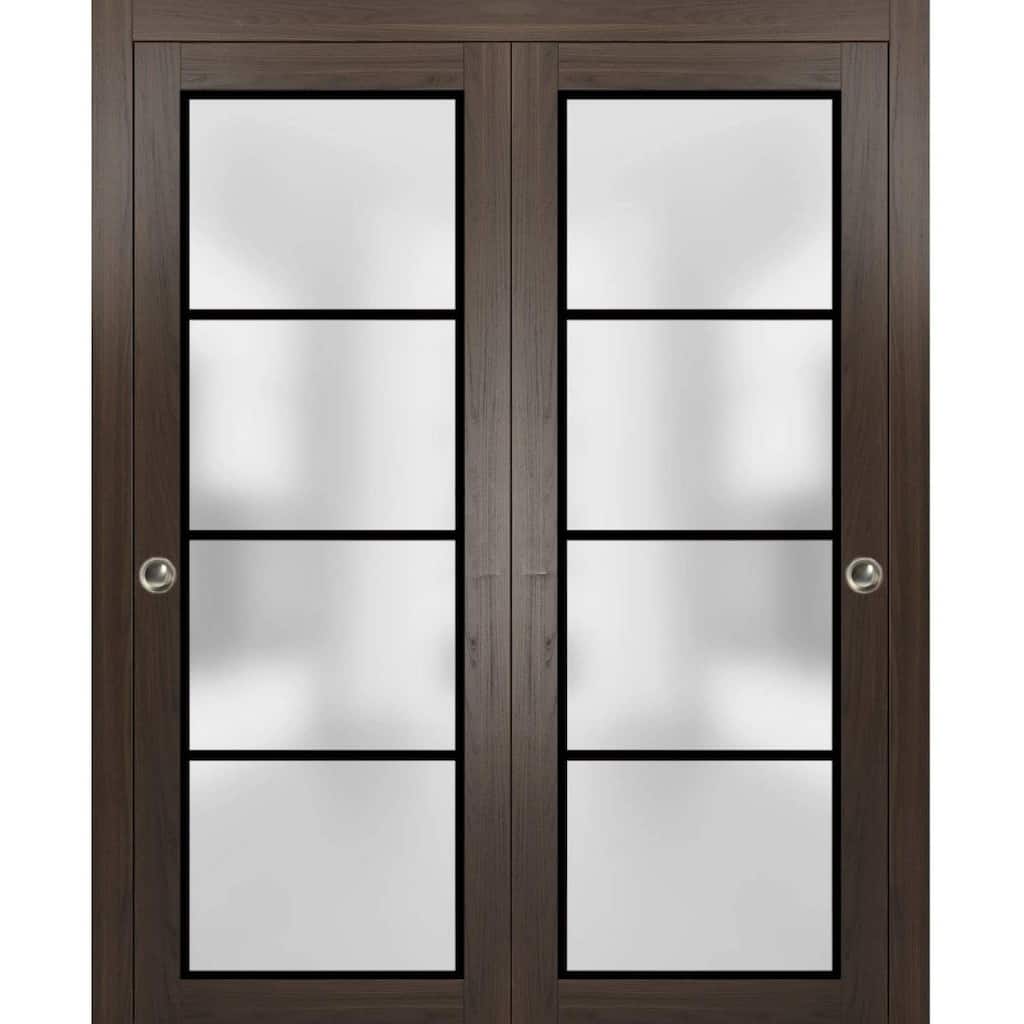 Bypass Doors 36 x 80 Planum 2132 Chocolate Ash Sturdy Rails