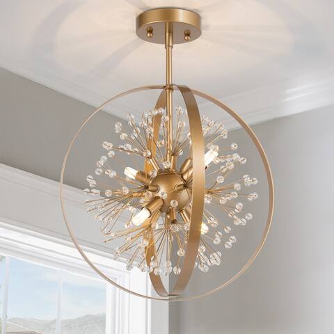 Modern Glam Sputnik Chandelier 4-light Globe Crystal Semi-flush Mount Lights Contemporary Ceiling Lights - D 15'' x H 20''