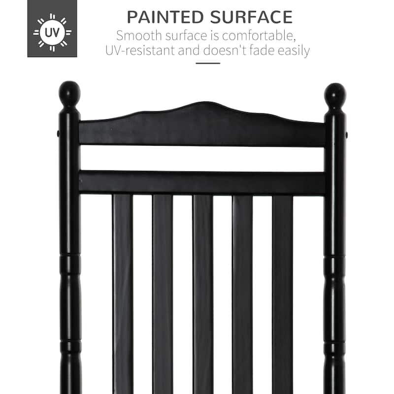 Outdoor Rocking Chair, Patio Wooden Rocking Chair with Smooth Armrests, High Back for Garden, Balcony, Porch