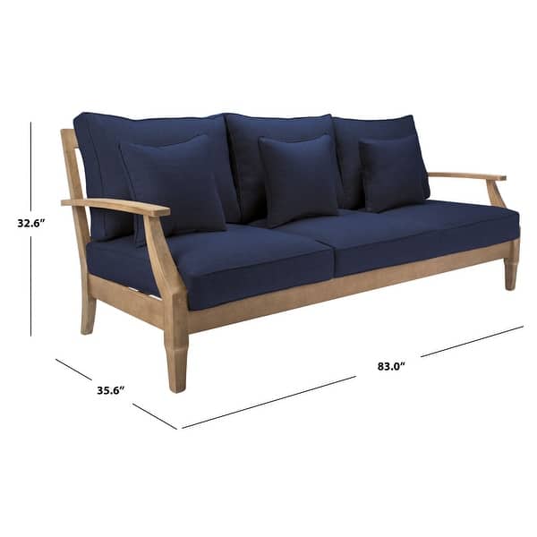 dimension image slide 5 of 10, SAFAVIEH Couture Outdoor Martinique Solid Wood Patio Sofa