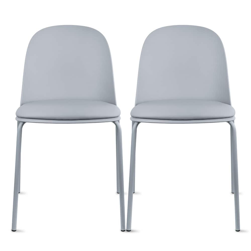 Set of 2 Plastic Dining Chairs Padded Seat Cushion For Kitchen Outdoor Patio Office Waiting Room Breakroom Guest