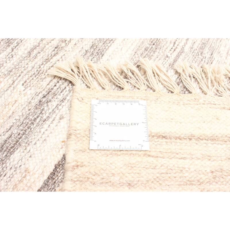 ECARPETGALLERY Flat-Weave Ankara FW Grey Wool Kilim - 5'4 x 7'5