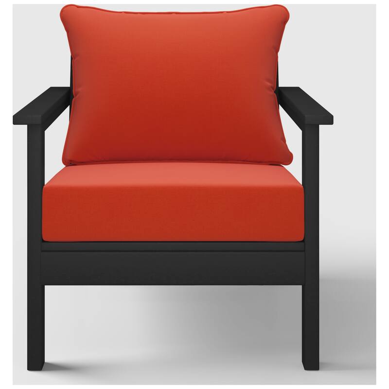 Birchwood All Weather HDPE Outdoor Patio Deep Seating Black Club Chair With Cushions (1-Piece)