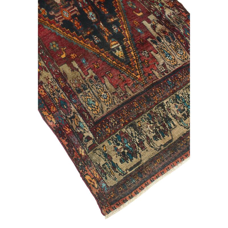 Fine Vintage Distressed Bahar Charcoal/Rust Runner - 3'5" x 9'0"