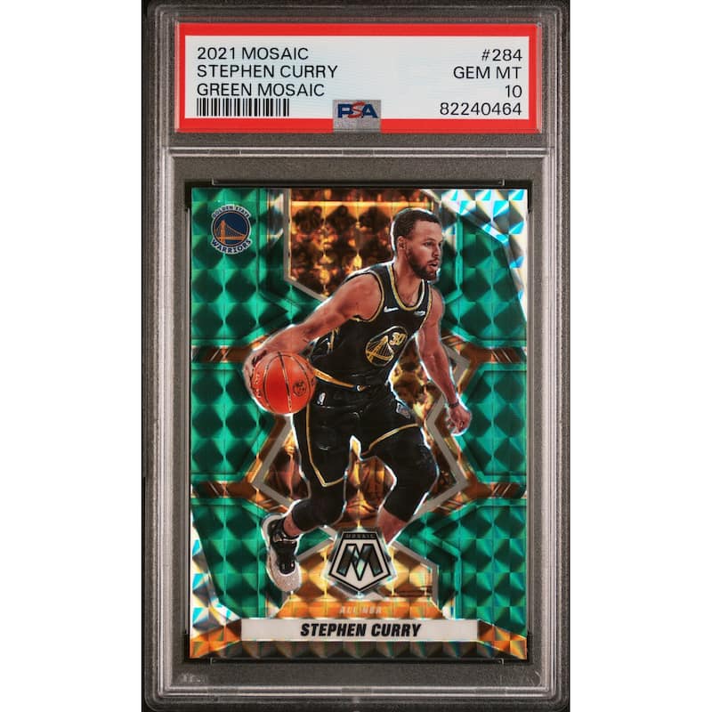 Stephen Curry 2021 Panini Mosaic Green Basketball Card #284 Graded PSA 10 - 8'6" x 11'6"