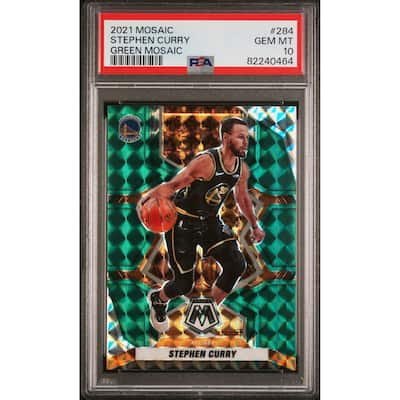 Stephen Curry 2021 Panini Mosaic Green Basketball Card #284 Graded PSA 10 - 8'6" x 11'6"