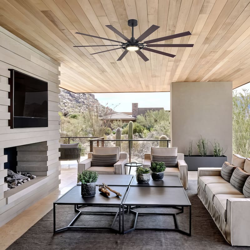 72"/80" Large Windmill Ceiling Fan with Light and Remote(10 Reversible Blades)