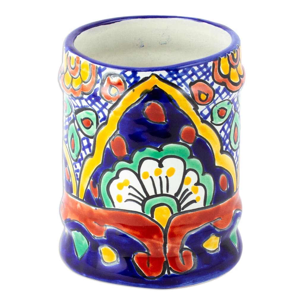 Novica Handmade Hidalgo Fiesta Ceramic Utensils Holder