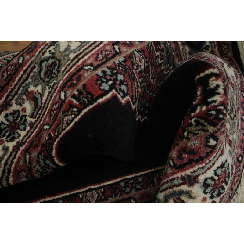 Hand Knotted Oriental 100% Wool Carpet Traditional Geometric Black Bidjar Runner Rug - 10' 2'' X 2' 5''