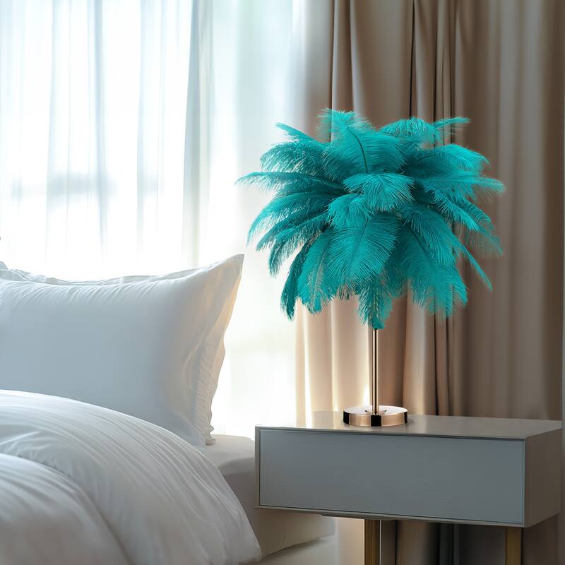 Feather Tripod Table Lamp With LED Bulbs