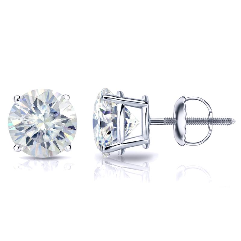 Auriya 1 1/2ctw Round Moissanite Stud Earrings 14k Gold 4-Prong Basket - 5.9 mm - White