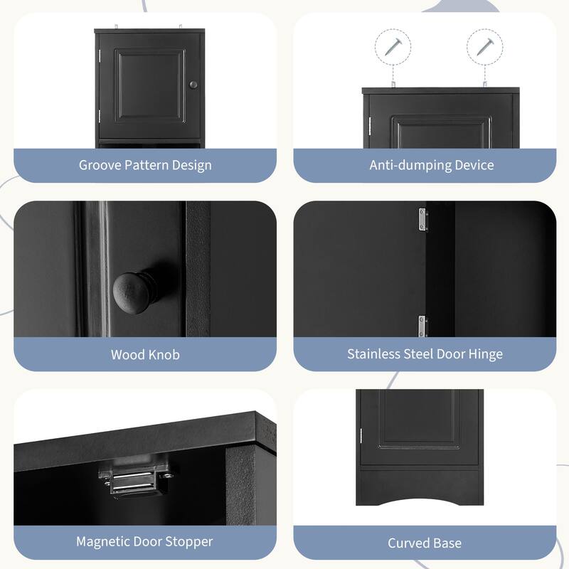 GDFStudio - Evelyn Tall Corner Bathroom Cabinet with Adjustable Shelves and Space-Saving Design