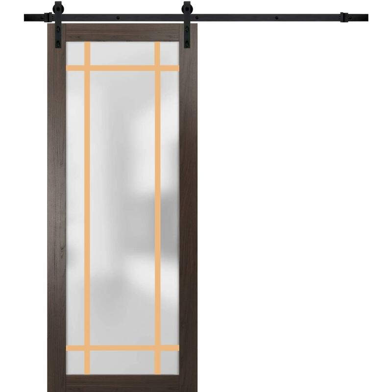 Sturdy Barn Door 18 x 80 Planum 2113 Chocolate Ash 6.6FT - Grey - 36" x 96"