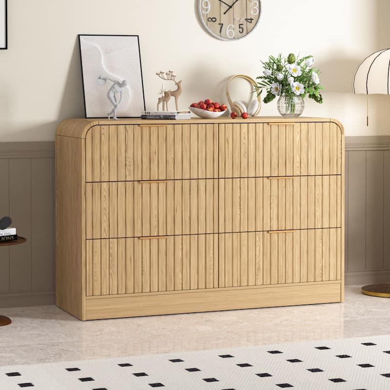 VEIKOUS 6-Drawer Wood Dresser for Bedroom, Mid-Century Modern Chest of Drawers with Anti-Tipping Device