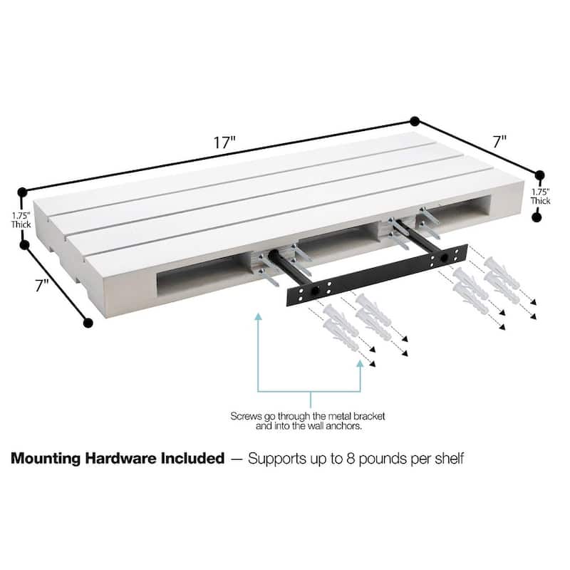 Sorbus Floating Pallet Shelves, Wall Mount Ledge Storage Organizer Set of 2 - 17" L x 7" W x 1.75" H.