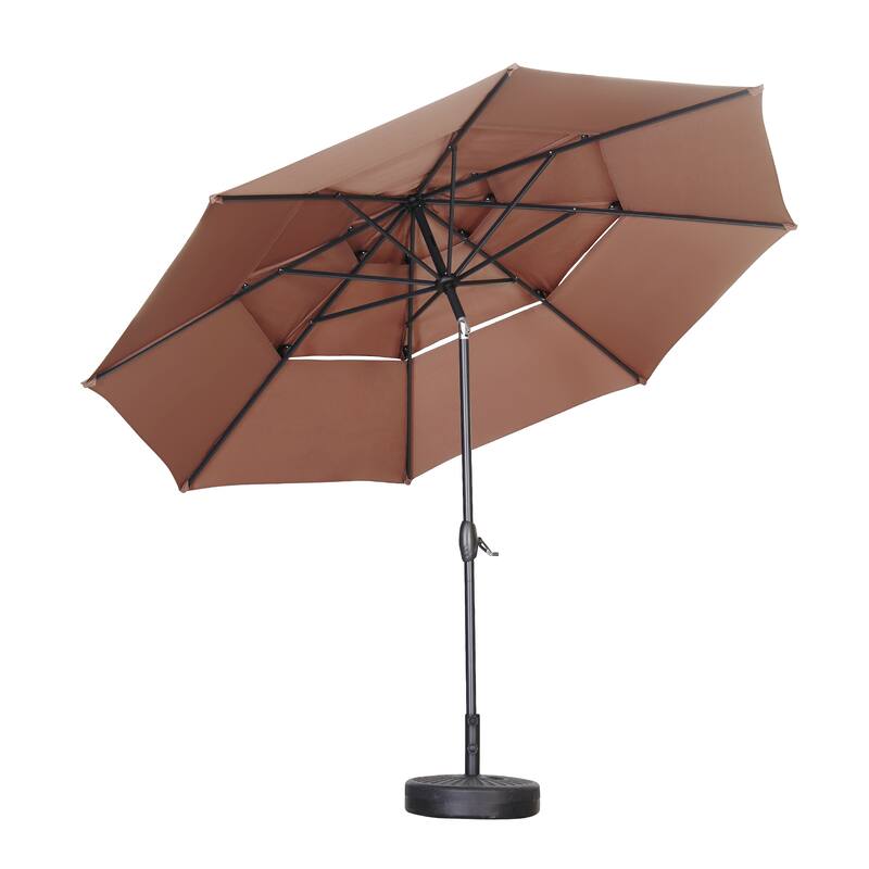 Ainfox 10ft Patio Umbrella 3-tier Outdoor Umbrella with Base
