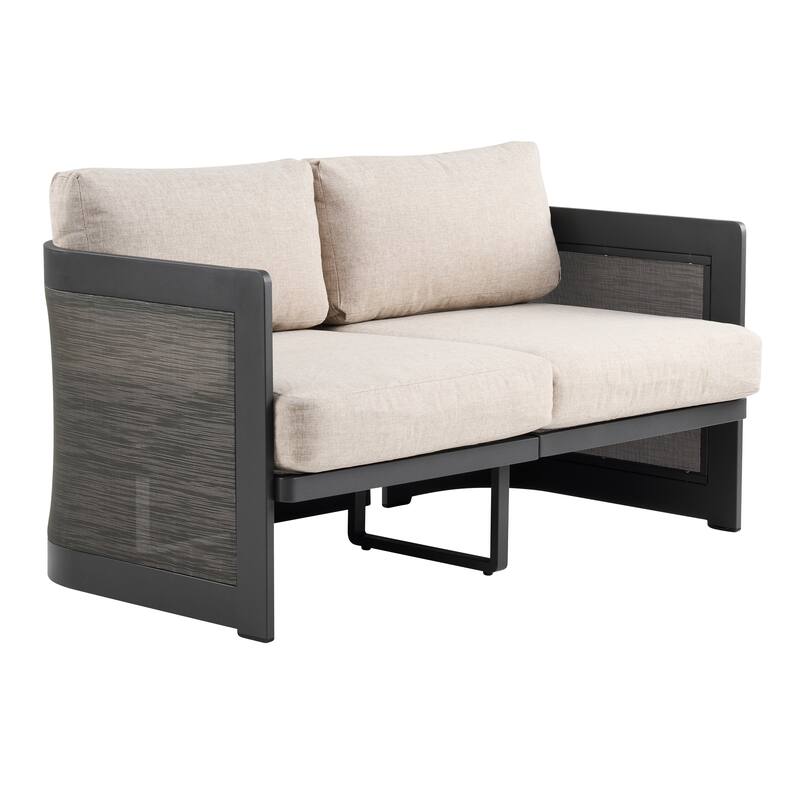 Christopher Knight Home - Aluminum Outdoor 50.25" Loveseat with Soft Cushions & Foldable Design