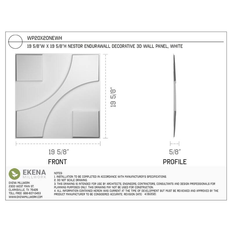 19 5/8"W x 19 5/8"H Nestor EnduraWall Decorative 3D Wall Panel