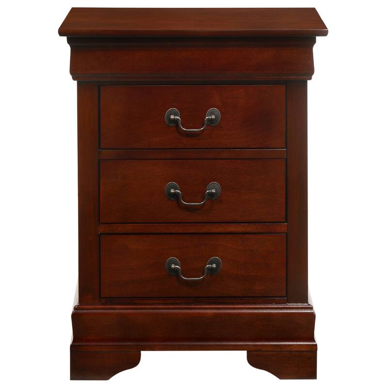 3-Drawer Cherry Wood Nightstand, Elegant Design, Ample Storage, Sturdy & Durable
