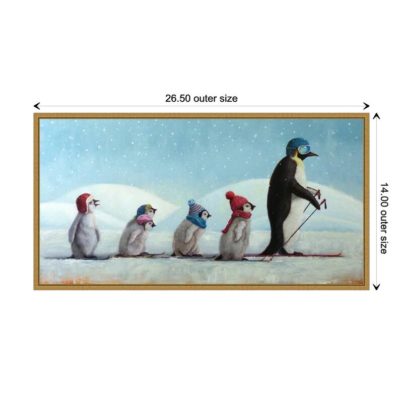 Ski School (Penguins) by Lucia Heffernan Framed Canvas Art