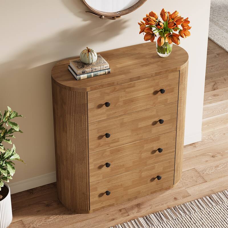 4-Drawer Wood Chest, Storage Cabinet Organizer for Bedroom, Living Room, Entryway